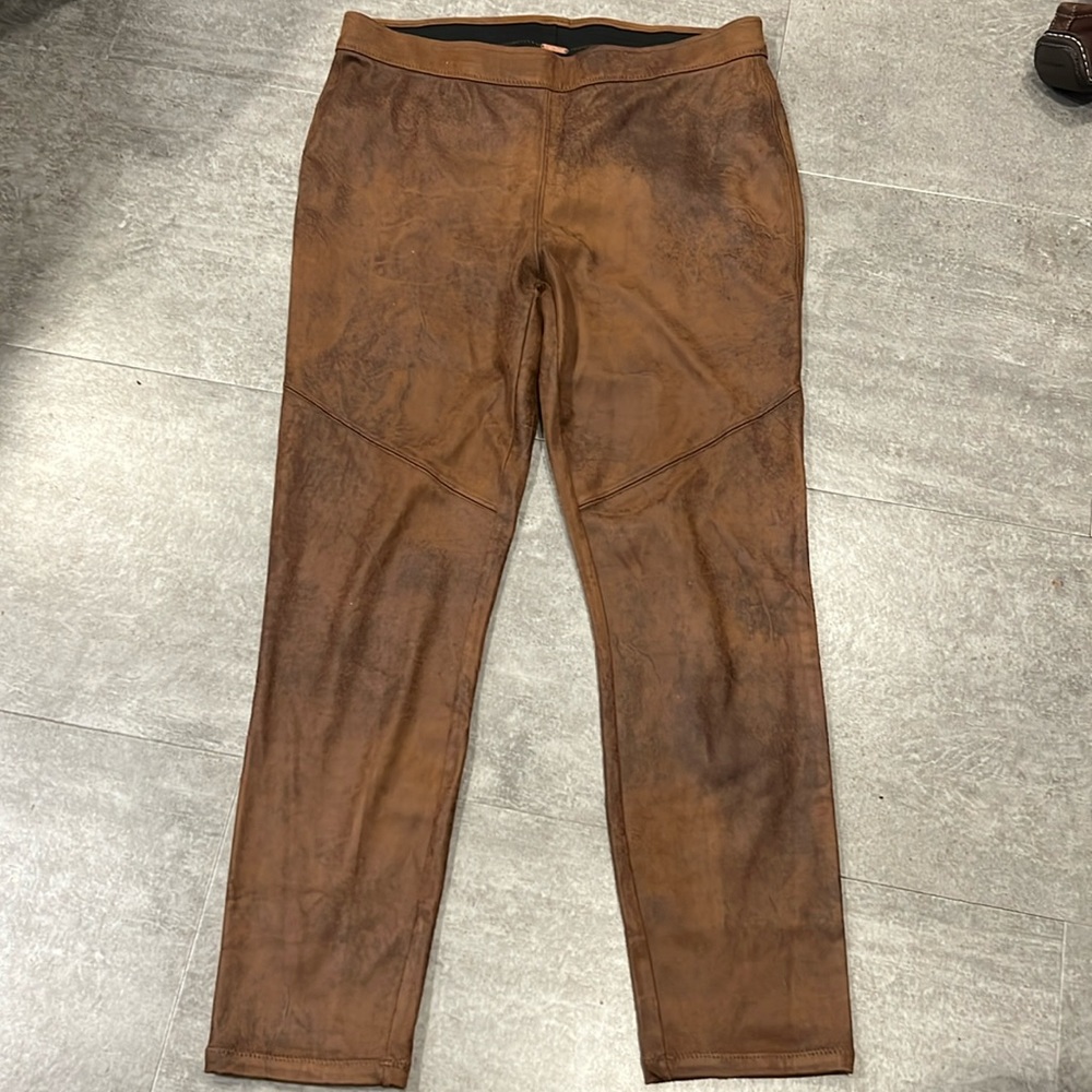 Free People Faux Suede Legging Pull On Stretch Slim Leg Brown 30